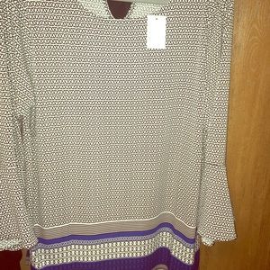 3/4 sleeve tunic with geometric pattern